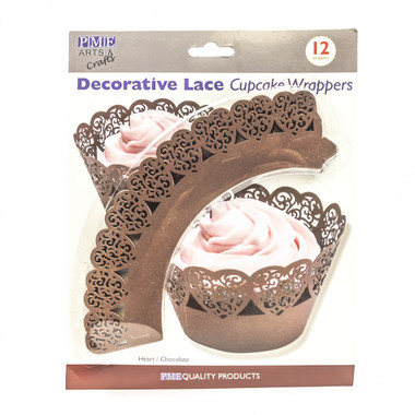 PME Chocolate Hearts Decorative Lace Cupcake WRAPPERS