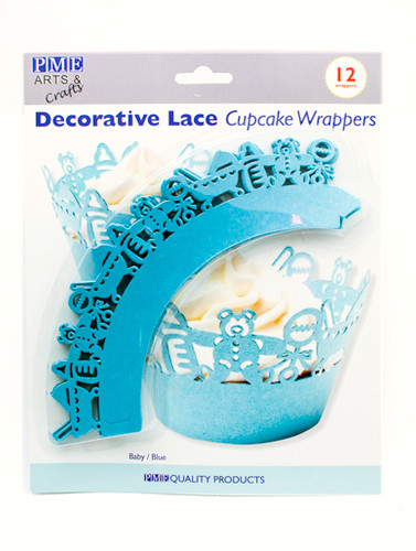 PME Decorative Lace BLUE BABY CUPCAKE WRAPPERS