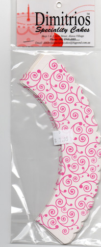White and Pink Swirl Cupcake Wrappers 12 pkt