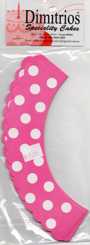  Pink and White Polka dot Cupcake Wrappers 12 pkt