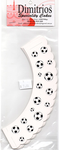 White and Black Soccer ball Cupcake  Wrappers 12 pkt