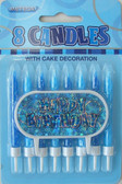 GLITZ BLUE 8 CANDLES WITH HAPPY BIRTHDAY DECORATION