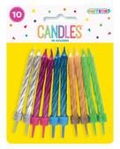 10 Metallic Candles In Holders - Assorted