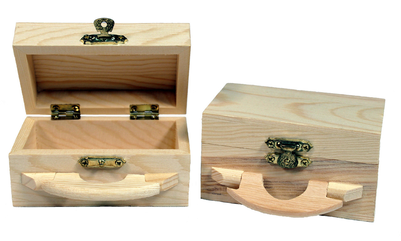 Creative Hobbies® Unfinished Mini Wood Box with Handle and Hinged Lid