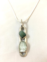 Emerald and Amethyst Silver Pendant- 3461