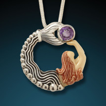 Fossilized Mammoth Ivory Mermaid Pendant 3514-42