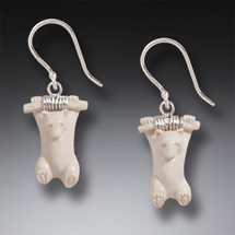 Fossilized Mammoth Ivory Bear Earrings 3515