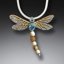 Fossilized Walrus Ivory Dragonfly Necklace (3518)