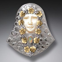 Fossilized Ivory Mask Pin Pendant Combo