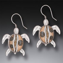 Fossilized Ivory Sea Turtle Earrings-Large (3562)