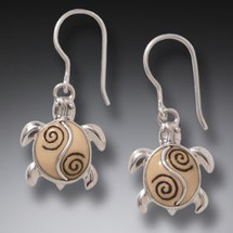 Fossilized Ivory Sea Turtle Earrings-Small  (3563)