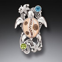 Fossilized Ivory Turtle Pin Pendant Combo (3565)