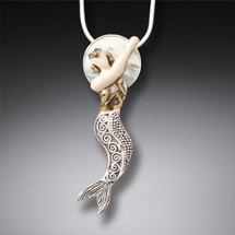 Mermaid with Mother of Pearl Moon Necklace (3569)