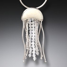 Fossilized Ivory and Moonstone Jellyfish Necklace (3574)