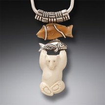 Fossilized Ivory Bear Necklace (3575)