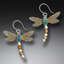 Fossilized Ivory Dragonfly Earrings (3642)