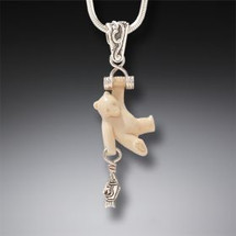 Fossilized Ivory Bear with Fish Necklace (3639)