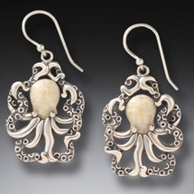 Fossilized Ivory Octopus Earrings (3647)