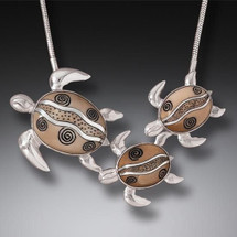 Fossilized Ivory Turtle Family Necklace (3653)