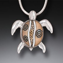 Fossilized Ivory Turtle Necklace-Large (3652)