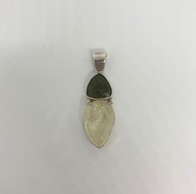Moldavite and Libyan Desert Glass Pendant (3668-AA)