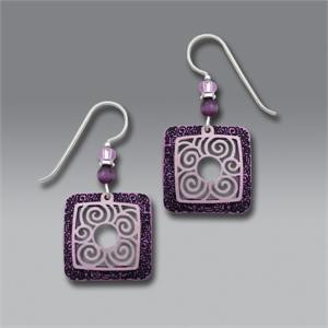 Etched Amethyst Frame Earrings with Pale Lavender Filigree Overlay