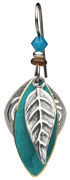 Silver and Blue Leaf Earrings 