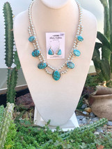 Kingman Turquoise Necklace and Earring Set (4109)