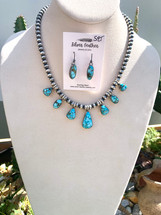 Kingman Turquoise Necklace and Earring Set (4110)