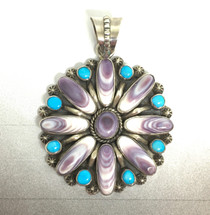 Wampum Shell and Turquoise  Pendant (4116)