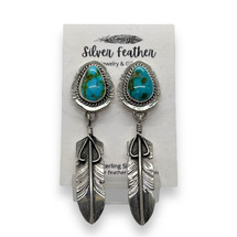 Turquoise and Feather Earrings (4229)