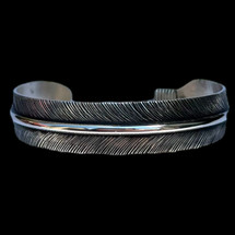 Silver Feather Cuff Bracelet (4233)