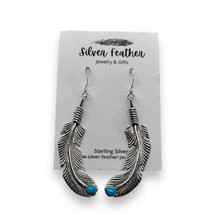 Feather Earrings with Turquoise (4262)