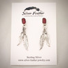 Sterling Silver and Red Coral feather post earrings