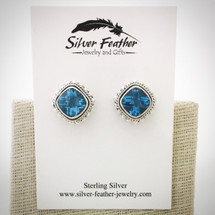 Blue Topaz Post Earrings ID-005