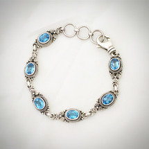 Blue Topaz Link Bracelet ID-009