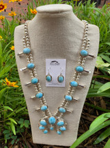 Larimar Squash Blossom necklace set 94-897