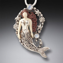 Sterling Silver Fossilized Ivory Mermaid Pendant 3261