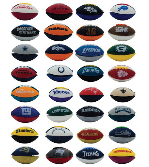 NFL Mini Footballs 32 Teams Fun Toy and Eraser GumballStuff Bulk