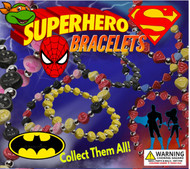 Licensed Super Hero Bracelets 250 pcs in 2" Capsules GREAT $1.00 Vend Item