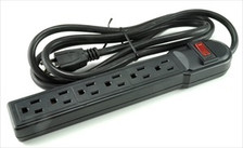 6 outlet surge strip black