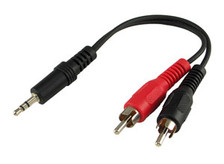 3.5mm male to 2x rca female 6"