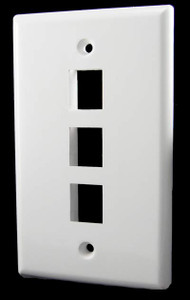 3 Port White Wall Plate