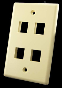 4 Port Ivory Wall Plate