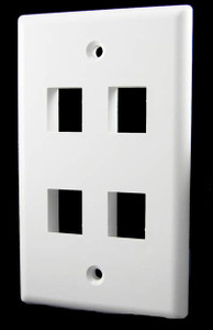 4 Port White Wall Plate