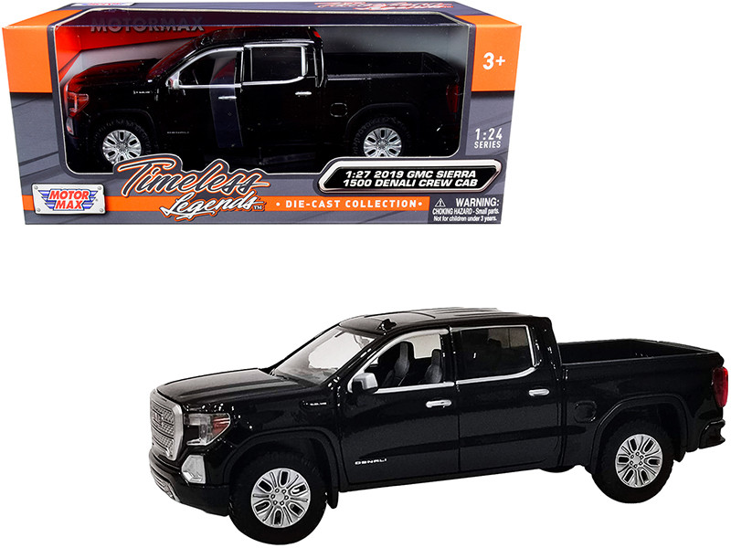 2019 GMC Sierra 1500 Denali Crew Cab Pickup Truck Black 1/24 1/27 Diecast Model Car Motormax 79362