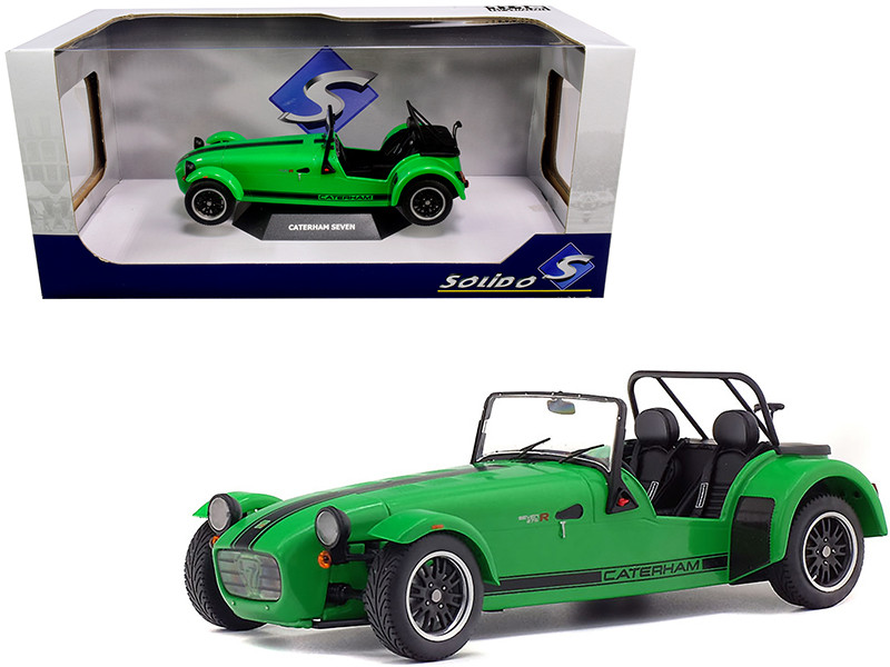 Caterham Seven 275R Green Metallic with Black Stripes 1/18 Diecast Model Car by Solido