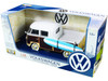 Volkswagen Type 2 T1 Pickup White Yellow Wood Paneling Surfboard 1/24 Diecast Model Car Motormax 79560