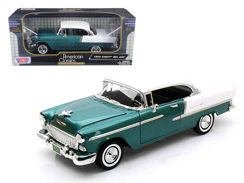 1955 Chevrolet Bel Air Hard Top Green 1/18 Diecast Car Model Motormax 73185