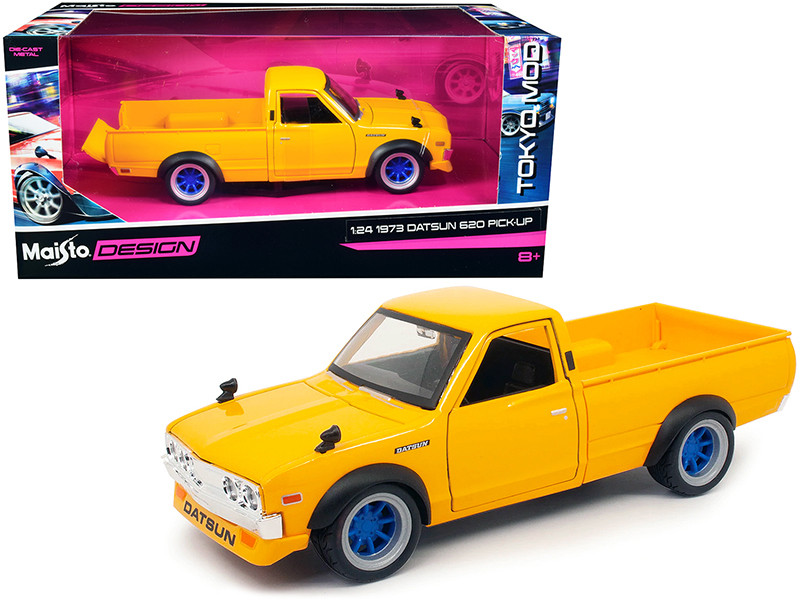 1973 Datsun 620 Pickup Truck Yellow Tokyo Mod Maisto Design 1/24 Diecast Model Car Maisto 32528